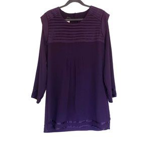 Artizara Dress size Medium Plum purple long sleeve shift pleated contemporary